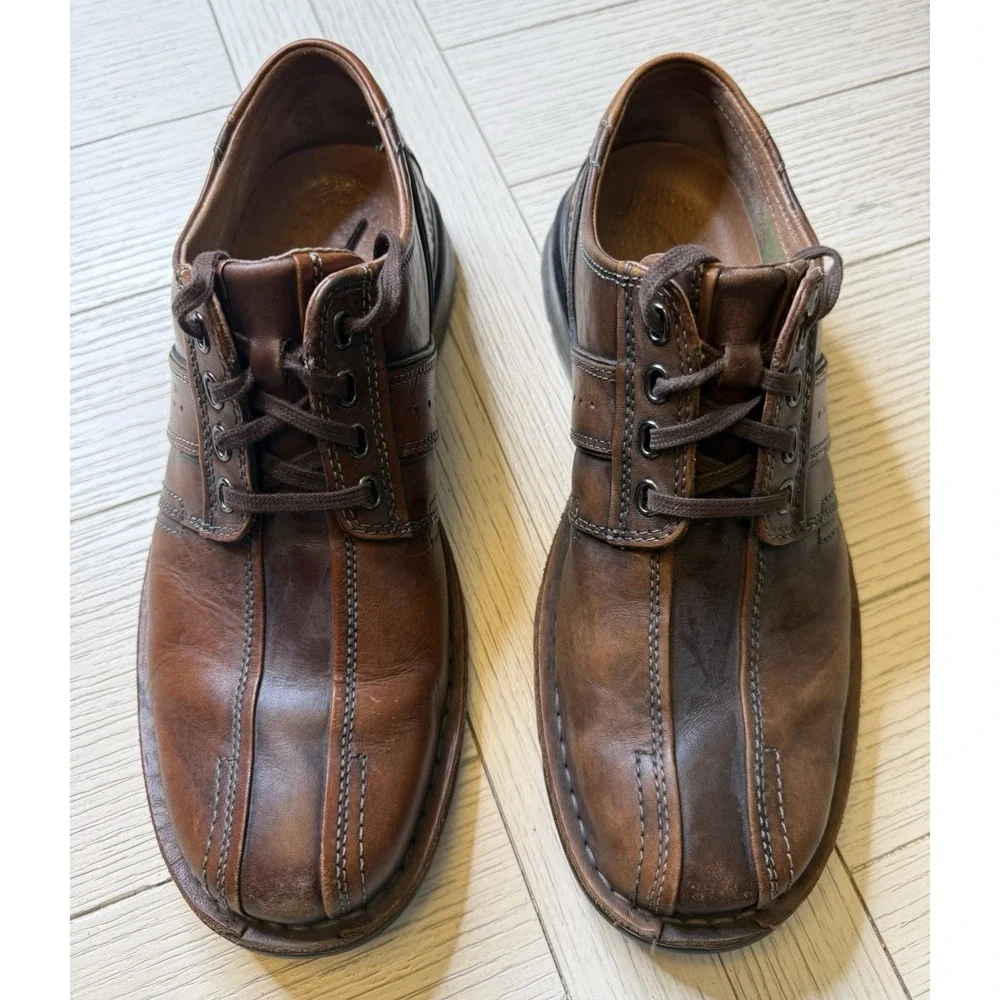 Clarks Touareg Vibe Brown Leather Casual Lace Up Oxford Shoes Men Sz 9 M‎ Preppy